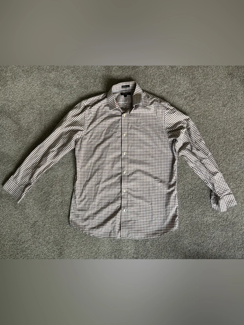 Banana Republic Men’s Collared Dress Shirt Camden Fit Large Brown/White